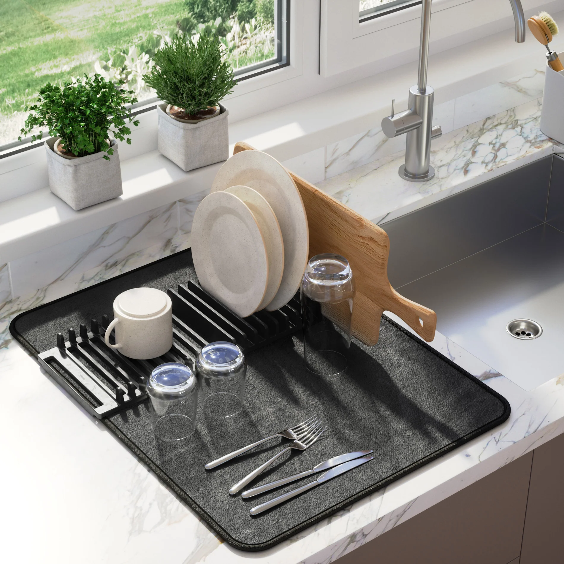 UDry Dish Drying Rack with Mat - Image 32